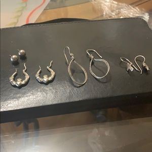 Four sets sterling earrings